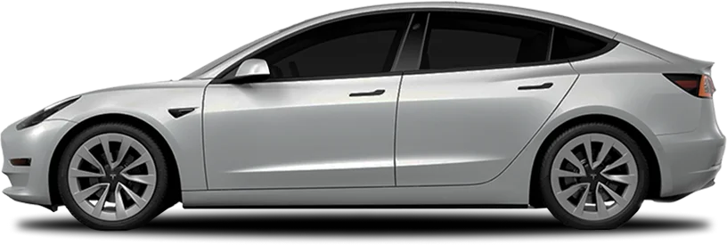 Silver Tesla Model 3 with 20% window tint providing a dark, privacy-focused finish popular among drivers
