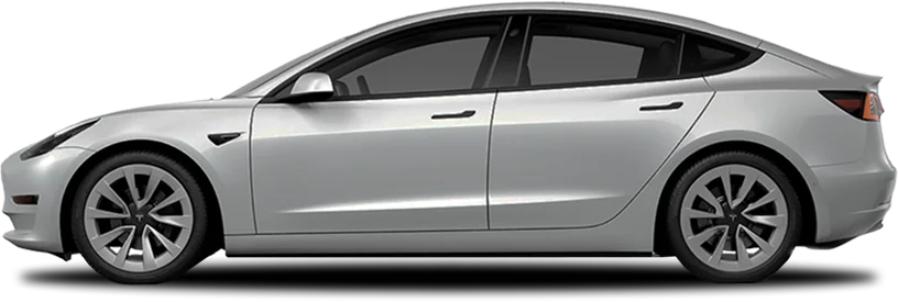 Silver Tesla Model 3 with 70% window tint applied, showing a nearly clear appearance while maintaining UV protection