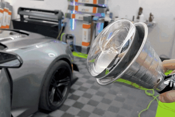 Close-up of a solar power meter measuring infrared light during a window tint heat rejection test